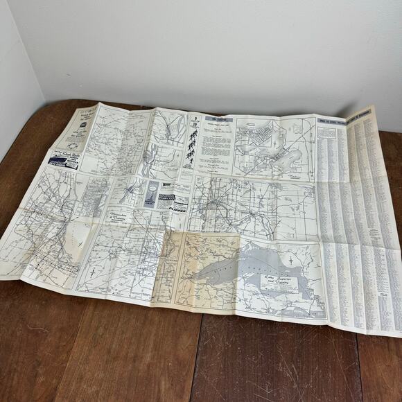 1960s AAA Wisconsin‎ State & Wisconsin Dells Felix Palm Vintage Fold out Maps - Picture 10 of 11